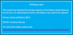 hp batterie alerte